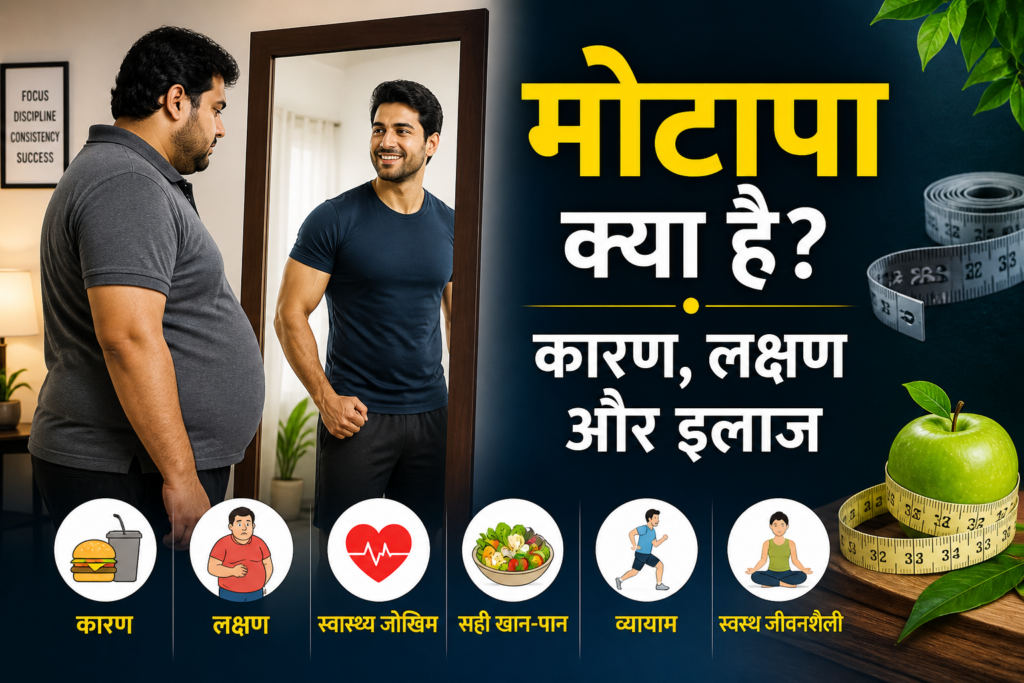 मोटापा क्या है कारण लक्षण और इलाज
